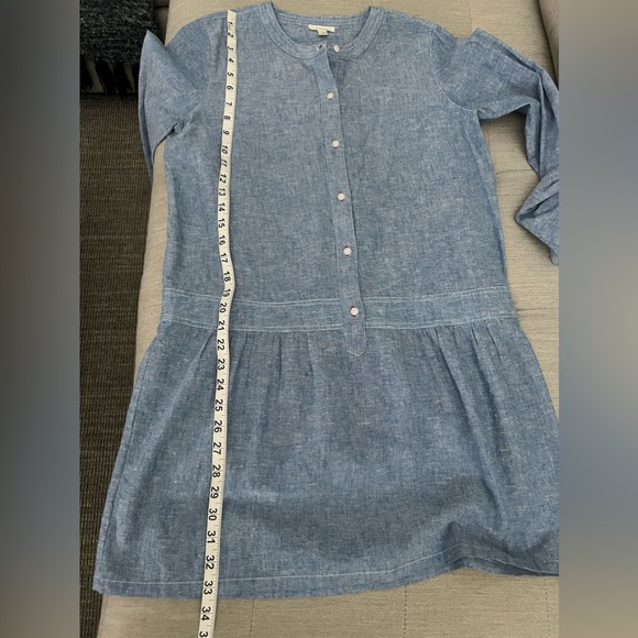 Like new Soft JOIE Blue Chambray Long sleeve drop waist dress Sz S - Picture 7 of 10